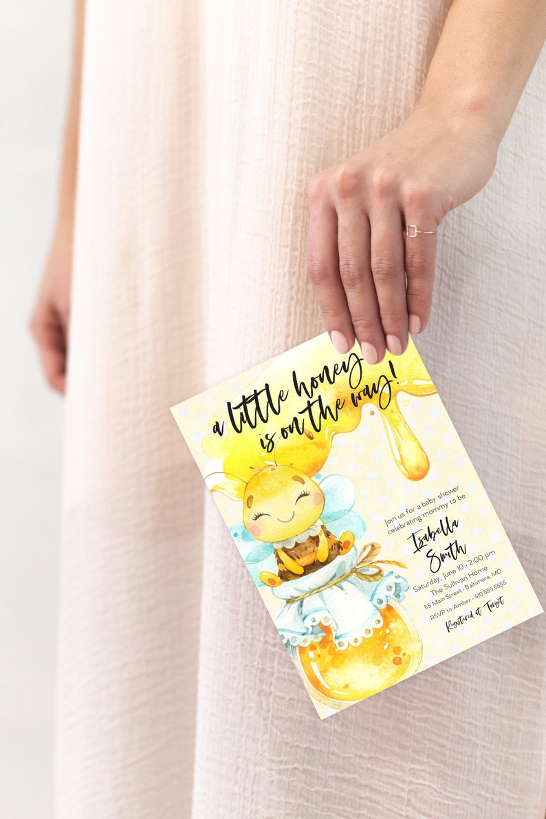 A Little Honey is on the Way Invitation Honey Bee Baby Shower Invitation