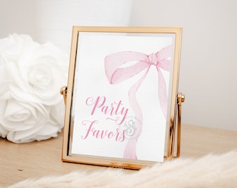 Party Favors 8x10 Sign for Girl Baby Shower Printable with Pink Bow - Printable 8x10 - Preppy Pink Bow Baby Sprinkle