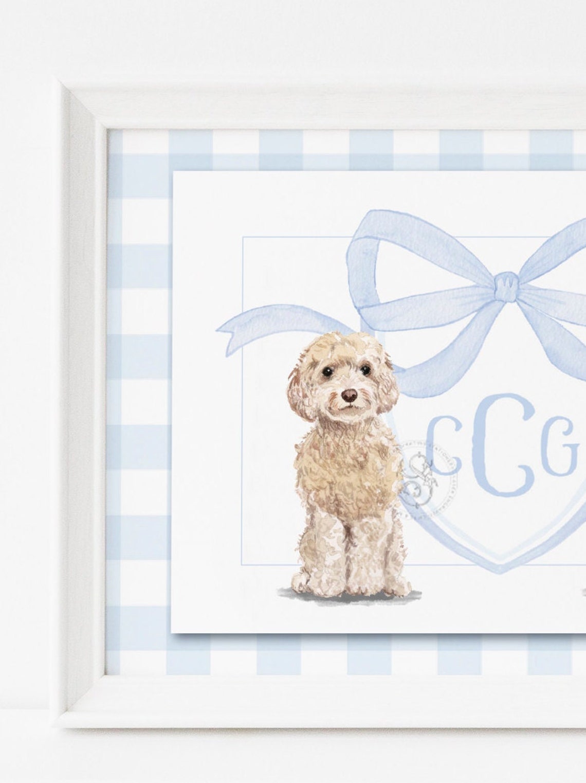 Monogram Crest Wall Art for Baby Boy Nursery Watercolor Etsy