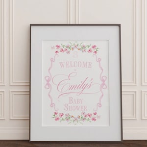 Babyparty Willkommensschild mit Mädchen - 18x24 Zoll Willkommensschild zum Ausdrucken