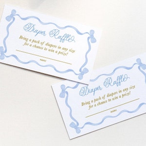 Cartes de fête de Noël pour bébé garçon - tombola de couches avec noeud bleu IMPRIMABLE