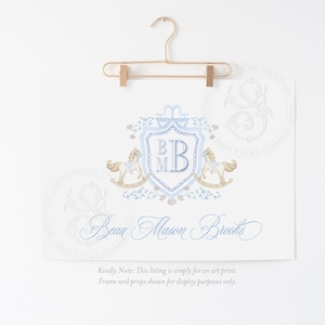 Rocking Horse Nursery Print | Grandmillennial Baby Boy Monogram image 10