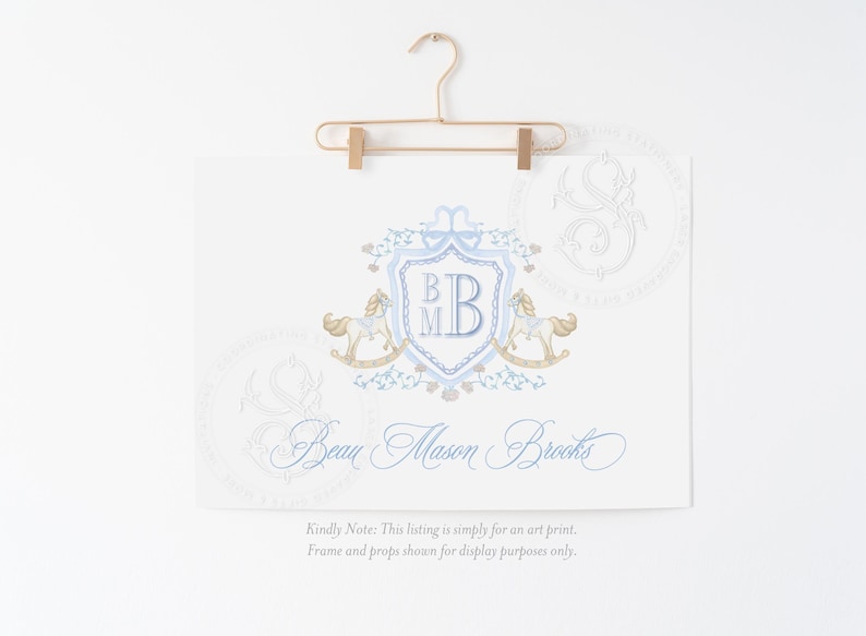 Rocking Horse Nursery Print | Grandmillennial Baby Boy Monogram image 10