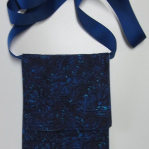 Batik Over-the-Shoulder Cell Phone/Passport/ID/Change Pouches HANDMADE Several Other Options royal blue batik