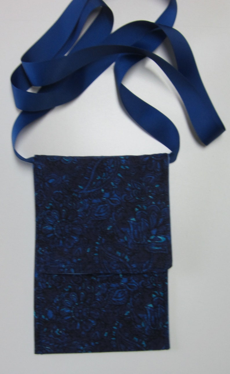 Batik Over-the-Shoulder Cell Phone/Passport/ID/Change Pouches HANDMADE Several Other Options royal blue batik