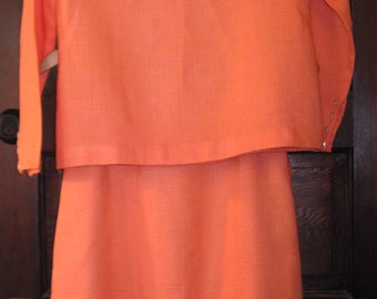 Bright Salmon Vintage cotton 1960s Skirt and Boxy Top B37