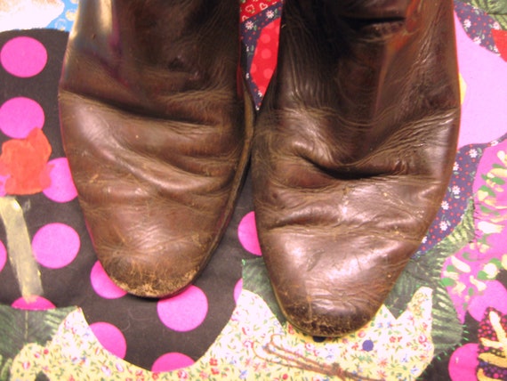 Vintage 1940s-1950s Leather Well-Worn Cowboy Boots - image 4