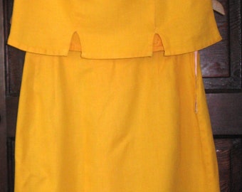 Sunflower Golden Yellow Vintage 1960s Skirt and Sleeveless Top B40