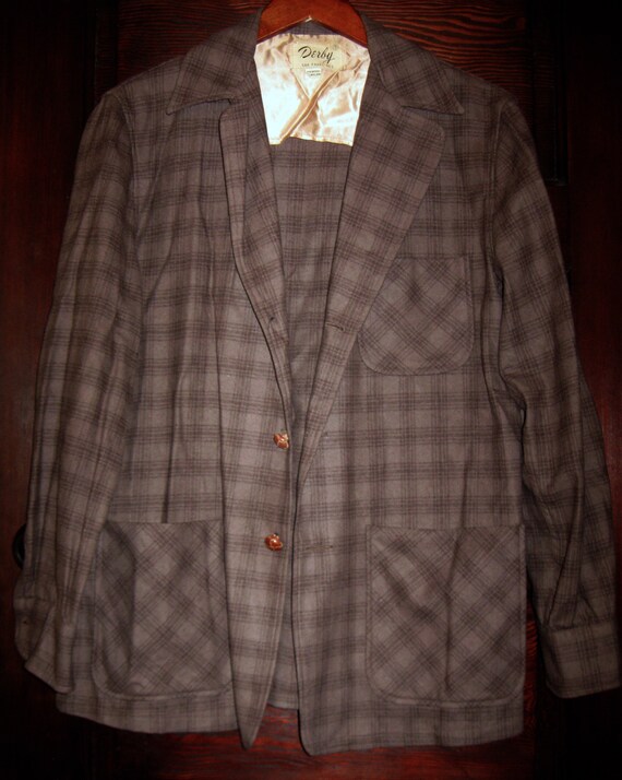 Vintage 1950s Derby Brown Glen Plaid Wool Jacket … - image 1