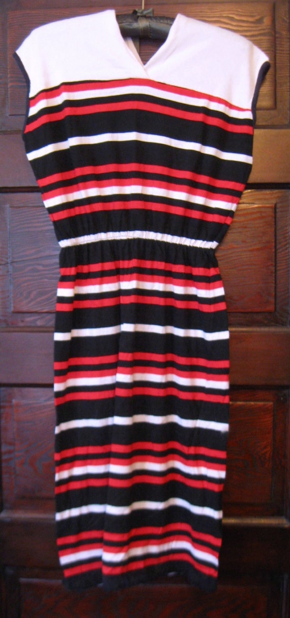 red black and white striped dress