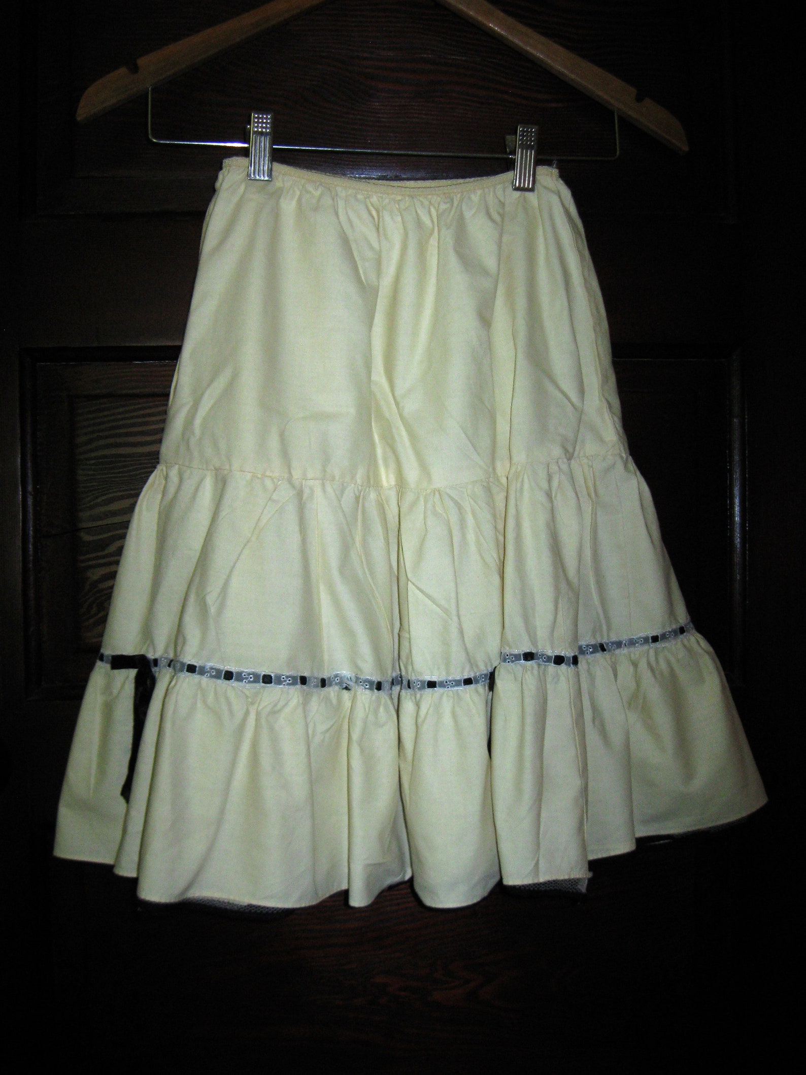 Vintage Pale Yellow Girls Half Slip With Black Ribbon and Net Etsy