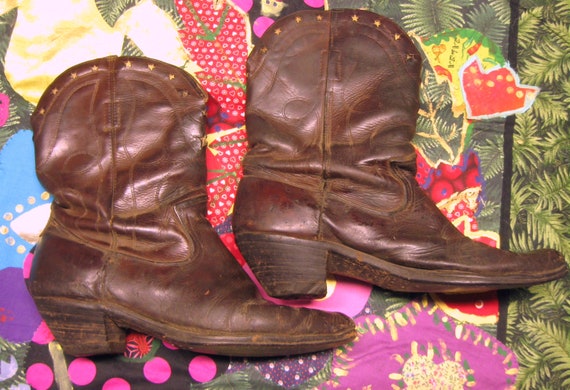 Vintage 1940s-1950s Leather Well-Worn Cowboy Boots - image 2