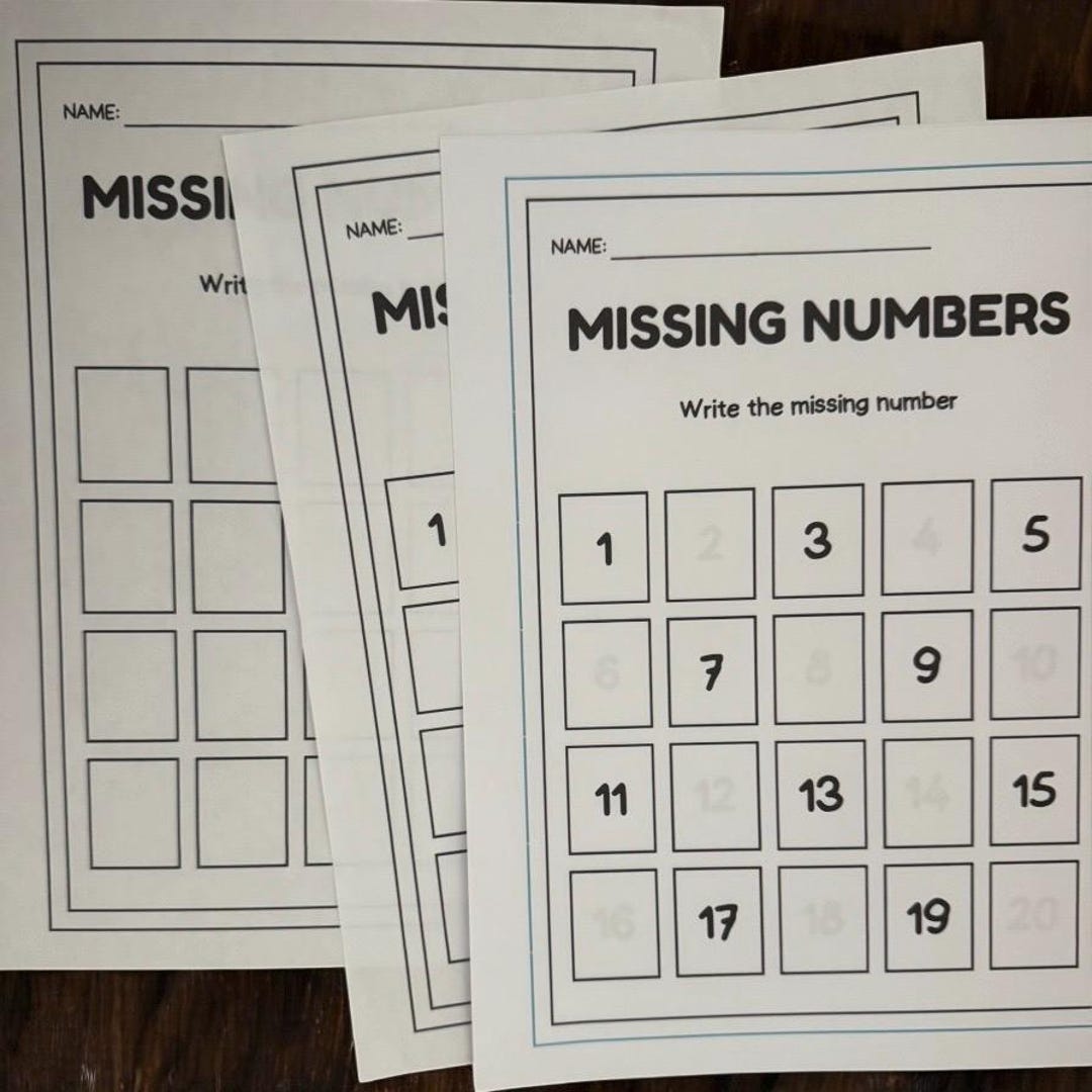 Missing Numbers 1-20, Printable Activity for Kids, Worksheets Printable ...
