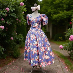 Vintage Laura Ashley Floral Dress: 1990s Cottagecore Tea Dress, Size M