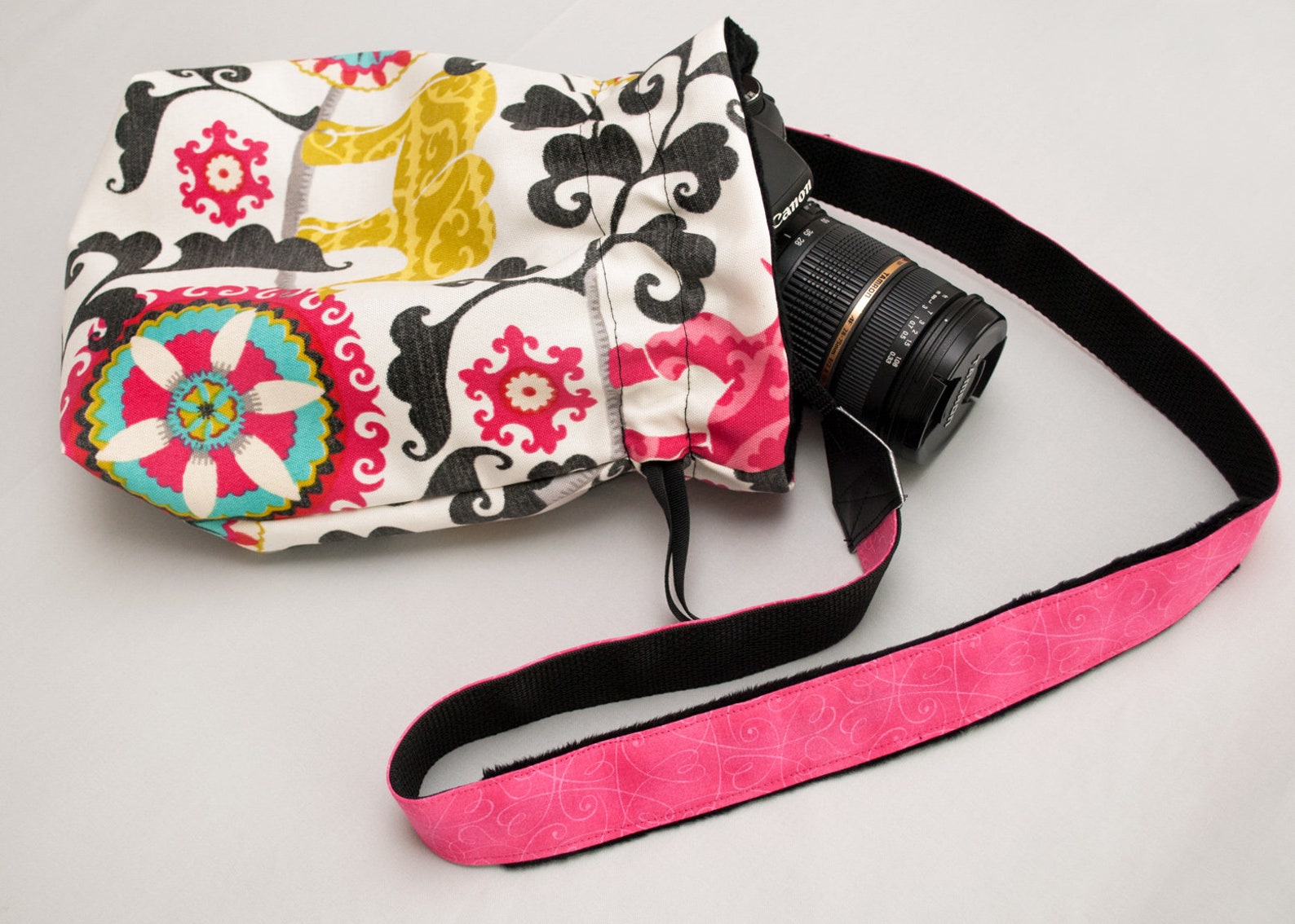 Camera Strap // Camera Bag / Lens Cap Holder Menagerie Etsy