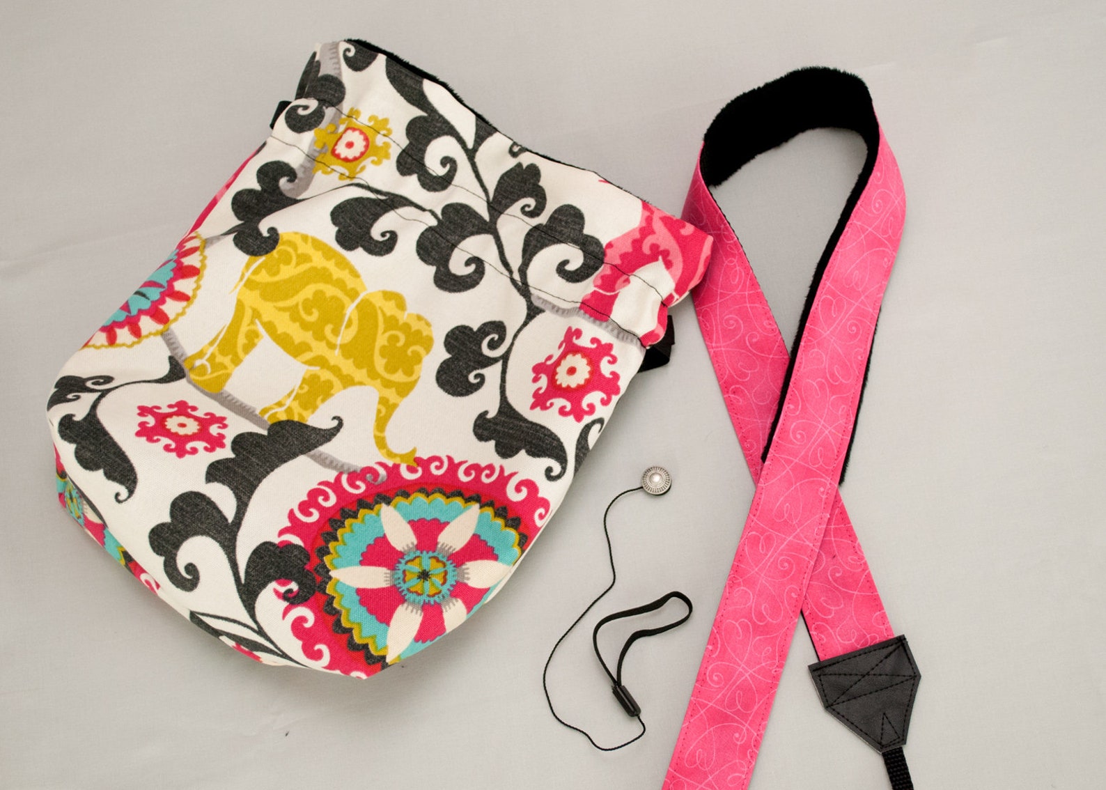 Camera Strap // Camera Bag / Lens Cap Holder Menagerie Etsy