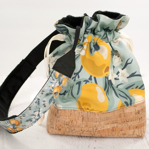 Set- Camera shops Strap // Camera Bag // Lens Cap Strap - Lemons, Blossoms, & Bees