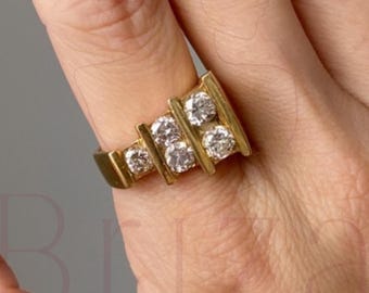 Lab Grown Diamond Band Ring, Modern Gold Statement Ring