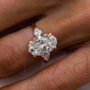 Oval Cut Lab Diamond Engagement Ring: Vintage Gold Moissanite Bridal Ring