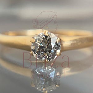 14K Gold Solitaire Diamond Engagement Ring: Minimalist Promise Ring