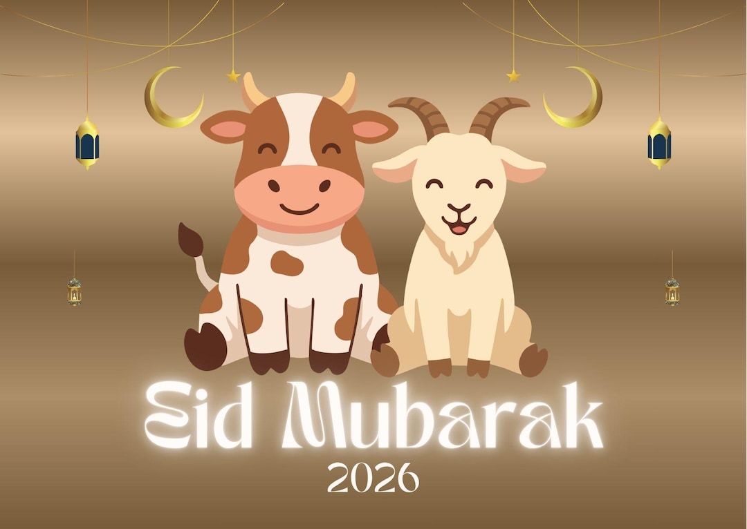 Eid Karte | 2026 Wunsch-Karte | Eidul Adha | Azha |Bakra Eid Mubarak ...