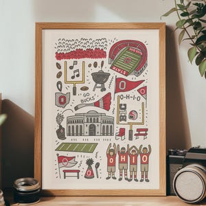 Ohio State “Go Bucks” Doodle Poster – Buckeyes Spirit Wall Art (8x10 & 18x24 Digital Download)