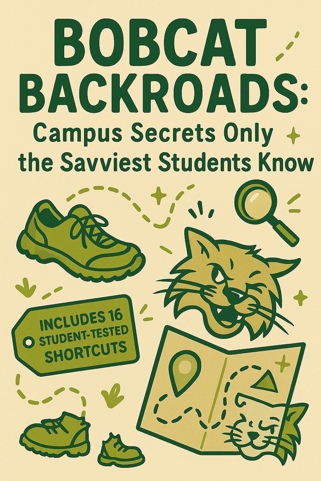 Bobcat Backroads: Ohio University Shortcut Maps (3 Page Illustrated Student Guide to Hills, Paths & Insider Tips)