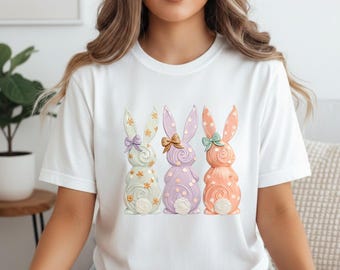 Easter Bunny Shirt, Cute Spring Bunny Tee, Comfort Colors T Shirt, Pastel Easter Shirt, Bunny Graphic Tee, Spring Outfit Women