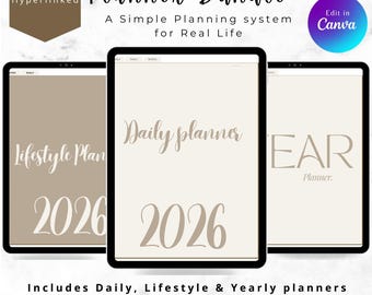2026 Digital Planner Bundle (Minimal, Clean, Hyperlinked)
