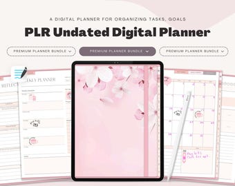 PLR Digital Planner, Undated Digital Planner with Resell Rights, Editable Canva Planner, Hyperlinked Planner (Goodnotes, PDF)
