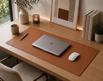 Tapis de bureau en cuir PU de qualité supérieure, grand tapis de bureau, tapis de souris imperméable, protection de bureau, tapis de clavier étendu, configuration de bureau minimaliste