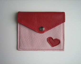 Rot & Rosa Leder Herz Beutel