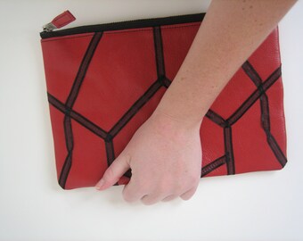 Rote Leder iPad Hülle/Clutch