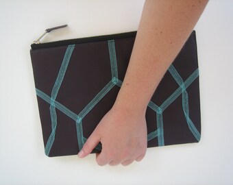 Aubergine Leder Ipad Hülle/Clutch