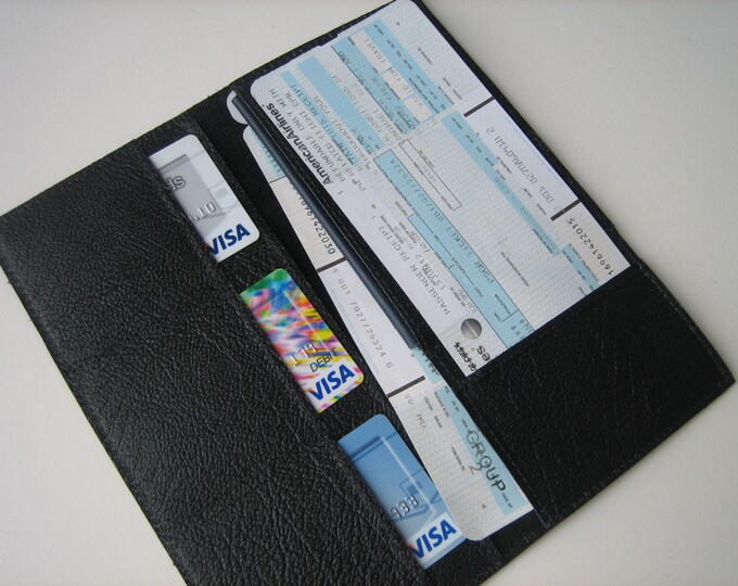 Black Leather Travel Document Case Etsy