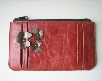 Plissee Dusty Rose Leder Clutch
