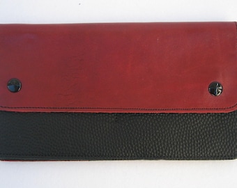 Rote und schwarze Kiesel Leather Wallet