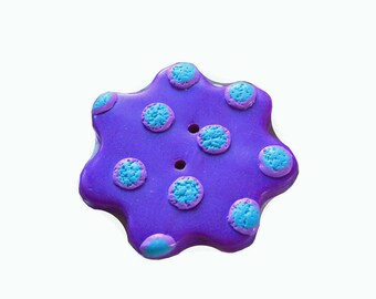 Sewing Buttons, Purple Button Blue Polka Dots Buttons