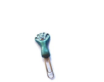 Paper Clip Green Mermaid Tail, Emerald Black Pearl Paperclip Bookmark