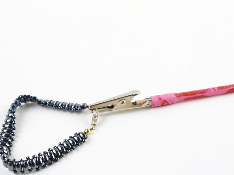 Red, Pink Crackle Bracelet Tool, Bracelet Fastener, Jewelry Holder image 5