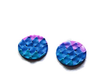 Large Round Buttons, Blue & Purple Draon Scale Buttons