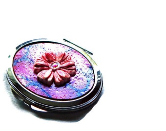 Pocket Mirror, Pink & Purple Compact Mirror, Hand Mirror