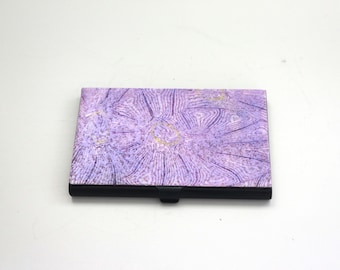 Business Card Case, Purple & White Flowers Card Case