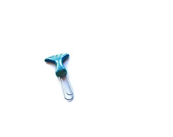 Mermaid Paper Clip, Blue Mermaid Tail Bookmark, Turquoise Paperclip Bookmark