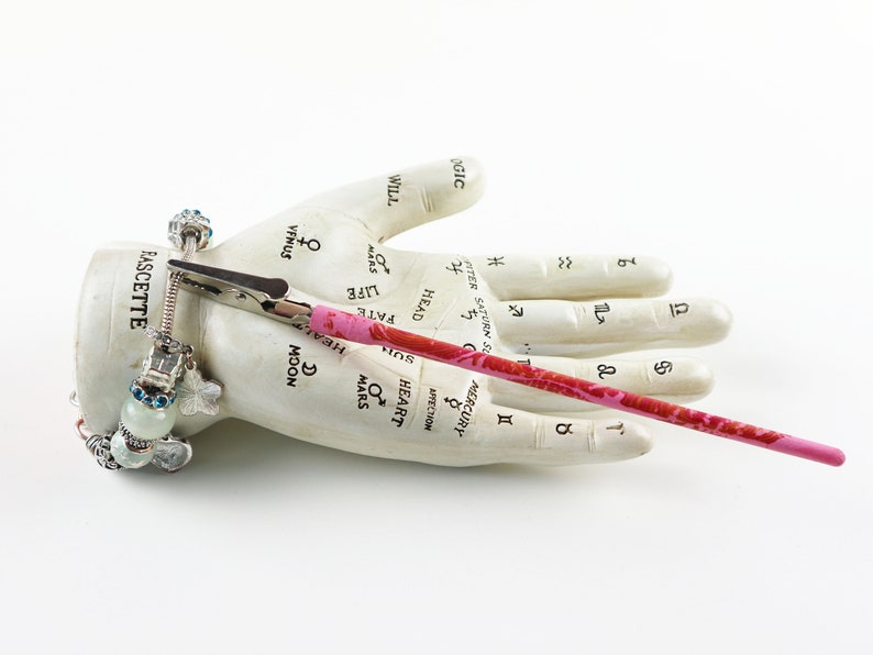 Red, Pink Crackle Bracelet Tool, Bracelet Fastener, Jewelry Holder image 3