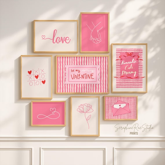 Preppy Wall Arts Valentine Day Giftful Girly Apartments Romantic Decorer Valentines-Giftful Pink Artful Wall