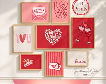 Artful Valentines Gift Valentinered Gift Preppy Wall Arts Girly Apartments Artful Gallery Set of 33