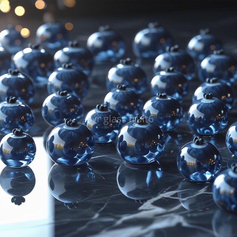 Printable Glass Blueberry Art, Modern Fruit 4+1 Bundle, Digital Print ...