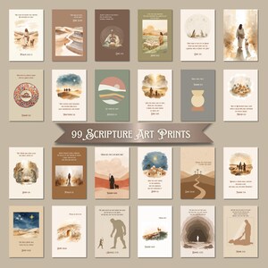 Boho Christian Artful Wall Art Christianity Decor Bible Verses Printing Scripture Wall Art Set of 99 Modern Scriptural Print