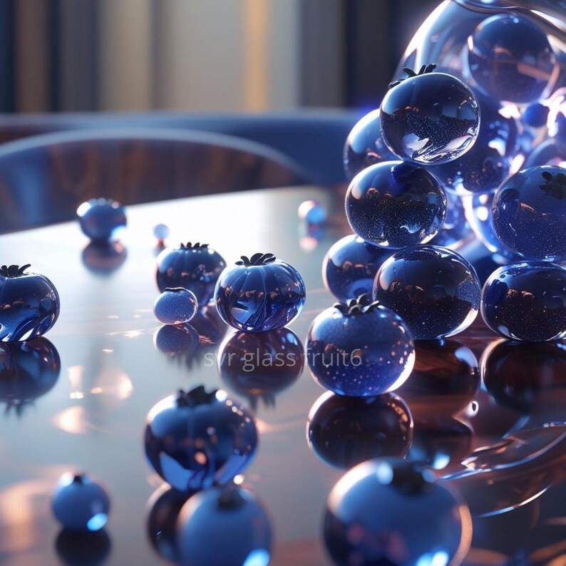 Printable Glass Blueberry Art, Modern Fruit 4+1 Bundle, Digital Print ...